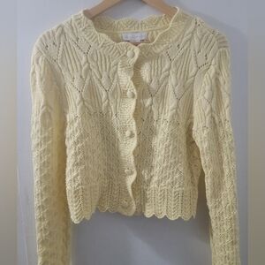 Like New Revolve House of Harlow Baby Yellow Pointelle Knit Button Cardigan